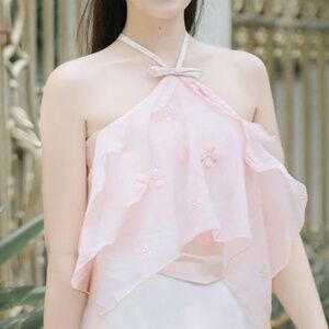 Flane Pink Ruffle Halter